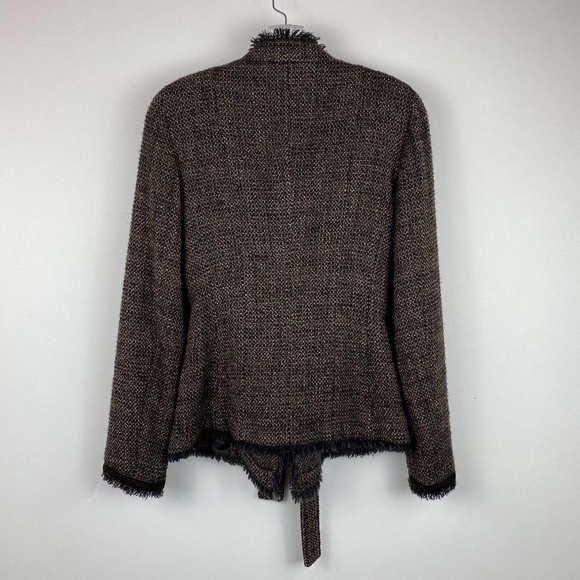 GERARD DAREL Tweed Fringe Tie Belted Blazer 36 Jacket Career Preppy Brown - Picture 8 of 8